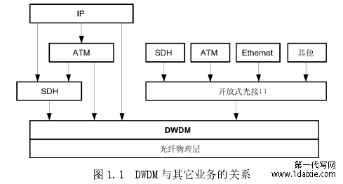 图 1.1  DWDM 与其它业务的关系