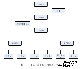 图 3-1  艾黎小额贷款公司组织结构图