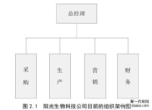 图 2.1  阳光生物科技公司目前的组织架构图