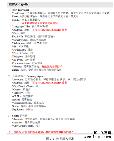 图 6-1 数据录入标准