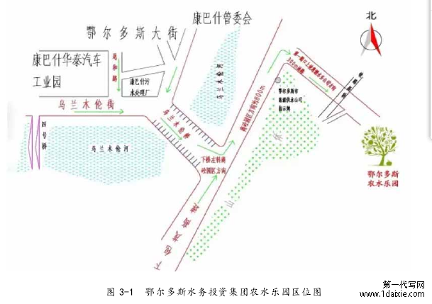图 3-1 鄂尔多斯水务投资集团农水乐园区位图