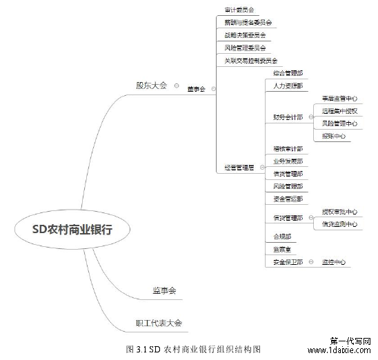 图 3.1 SD 农村商业银行组织结构图