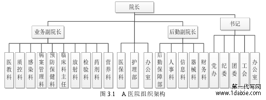 图 3.1 A 医院组织架构