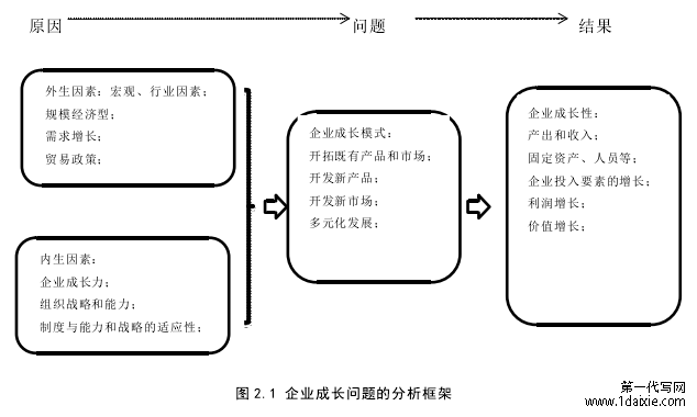     图 2.1 企业成长问题的分析框架 