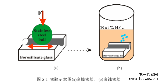 图 5-1  实验示意图(a)摩擦实验，(b)腐蚀实验 
